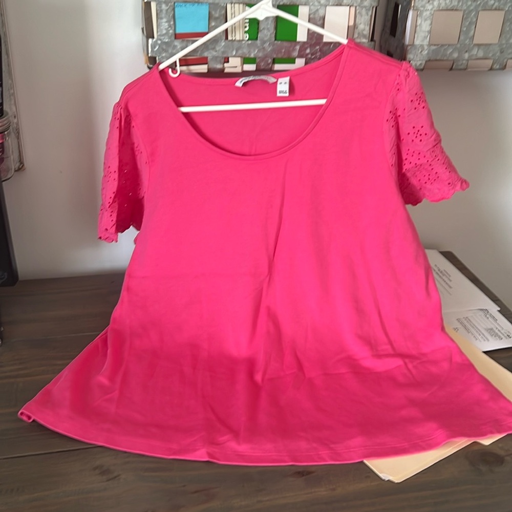 Isaacmizrahlive hot pink cotton t-shirt
